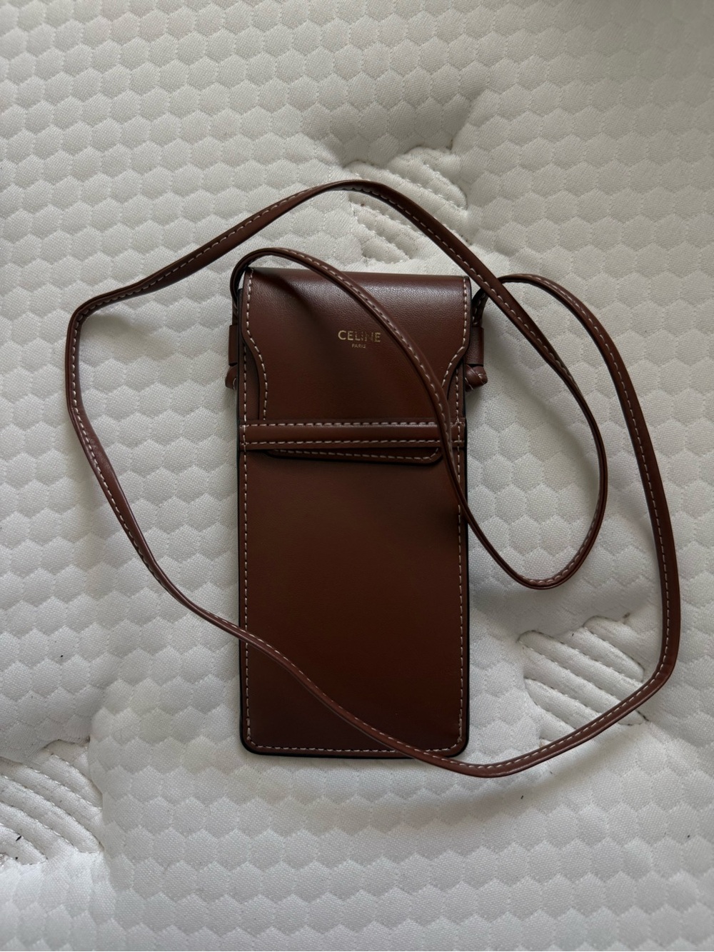 Celine Brown Leather Crossbody Sunglass Pouch